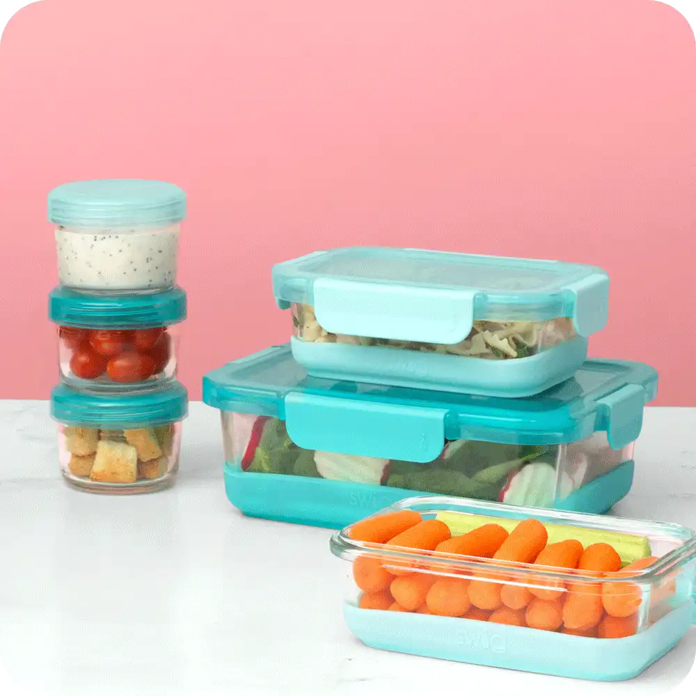 Pink 3pc Glass Food Storage Medium Set