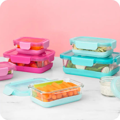 Aqua 3pc Glass Food Storage Large Set