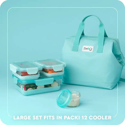 Aqua 3pc Glass Food Storage Large Set