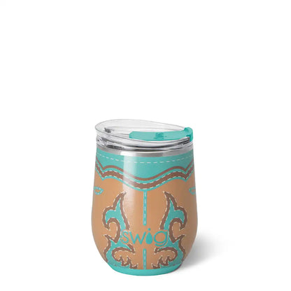 Boot Scootin' Turquoise Stemless Wine 12oz