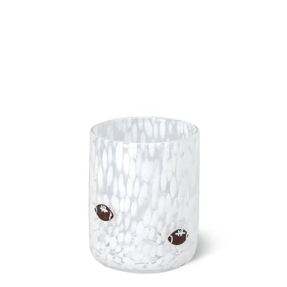 White Football Charm Glass 17oz