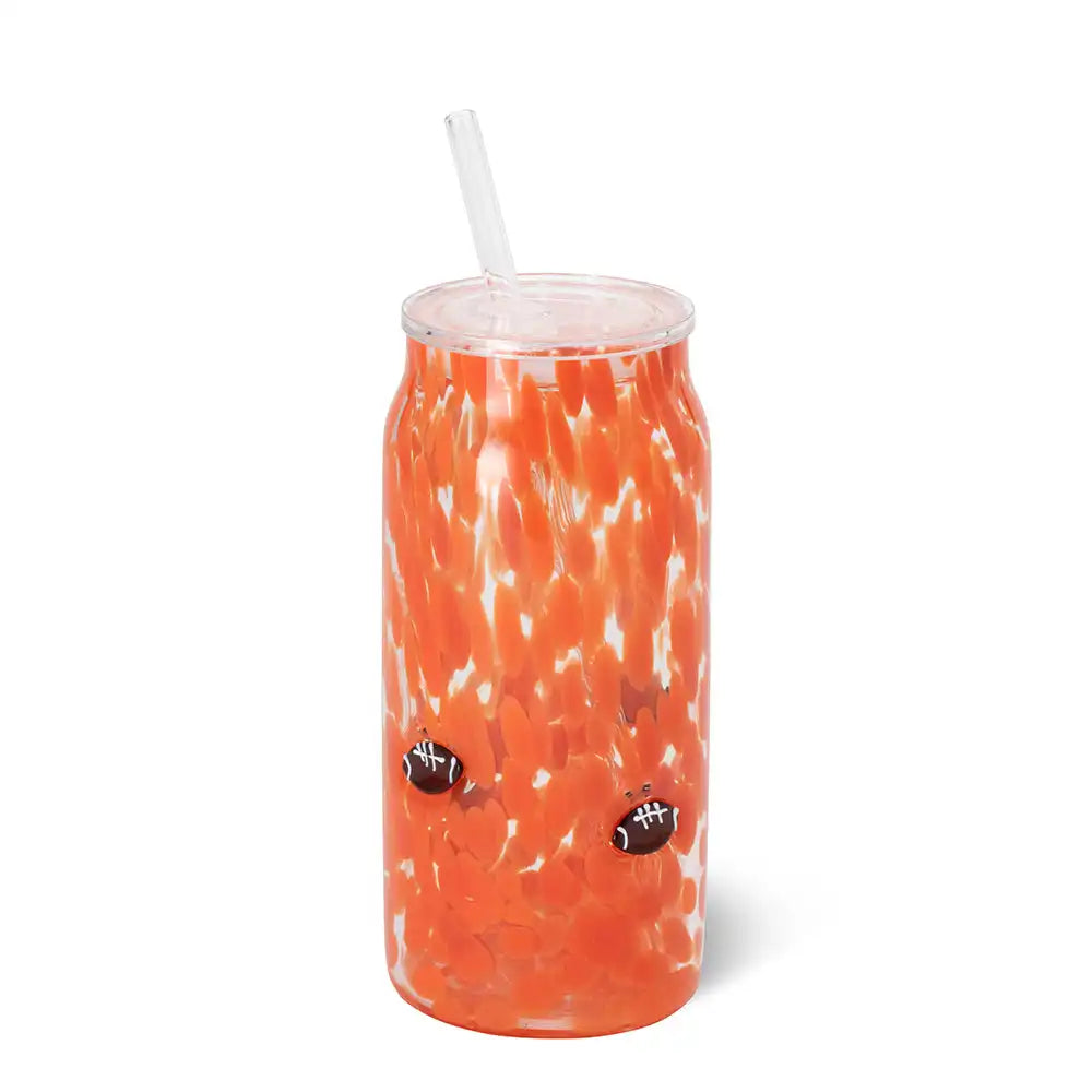 Orange Football Charm Glass 23oz