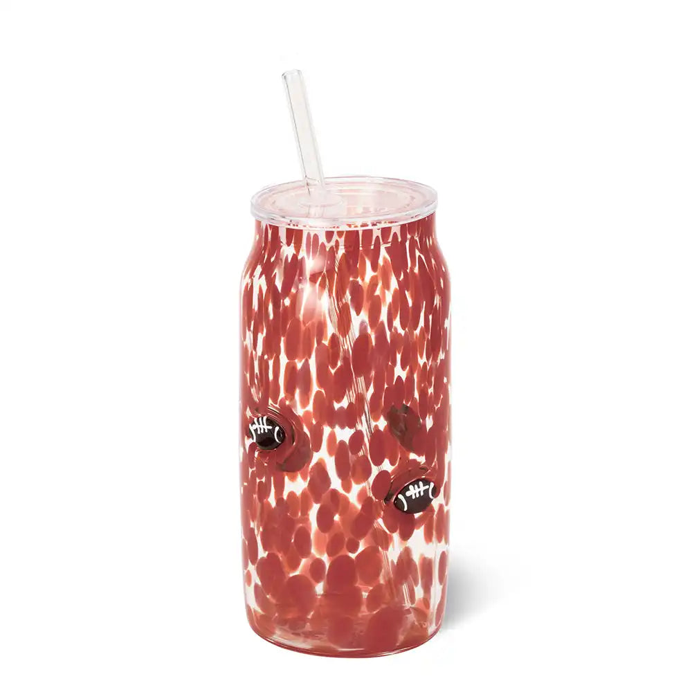 Red Football Charm Glass 23oz