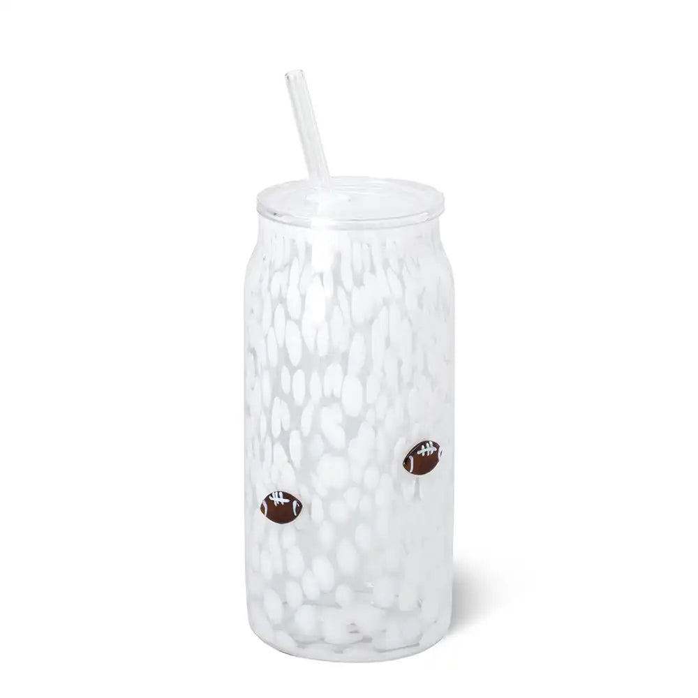 White Football Charm Glass 23oz