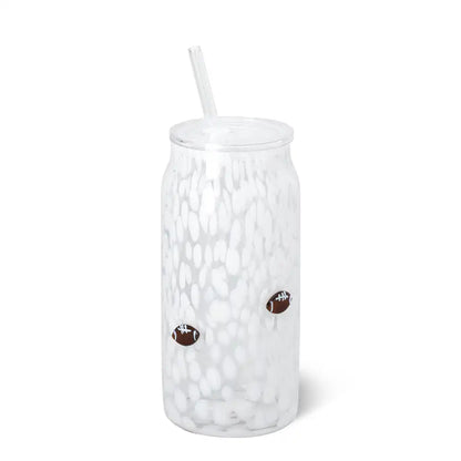 White Football Charm Glass 23oz