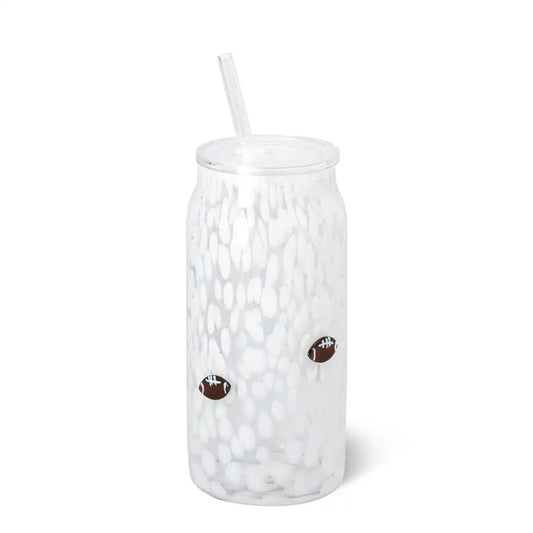 White Football Charm Glass 23oz
