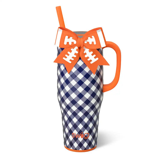 Gameday Gingham Navy + Orange Mega Mug 40oz