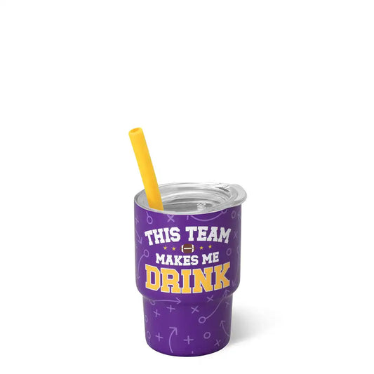 This Team Makes Me Drink Purple + Yellow Swig Shot 2oz