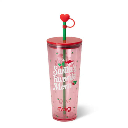 Santa's Favorite Mom Plastic Tumbler 24oz
