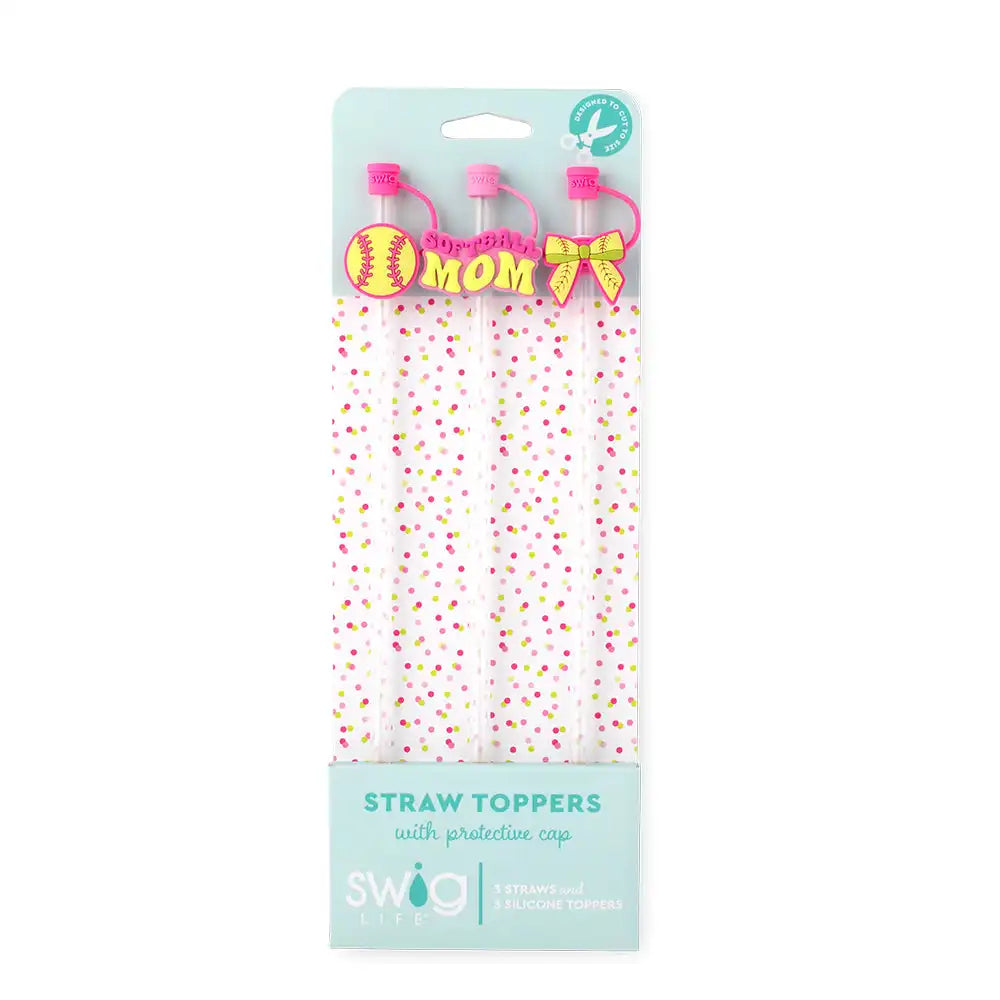 Pitch Hit Run Straw Topper Set