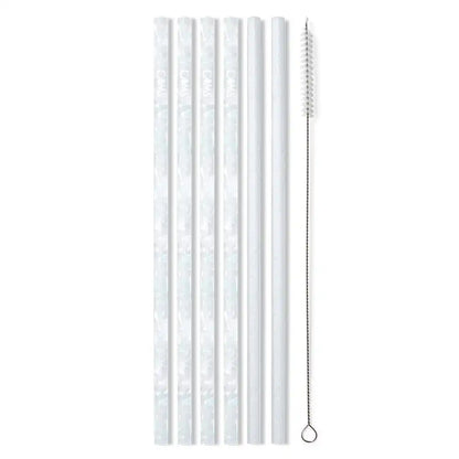 Bride to Be + Silver Glitter Reusable Straw Set