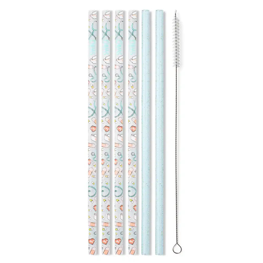 Scrub Life + Aqua Glitter Reusable Straw Set