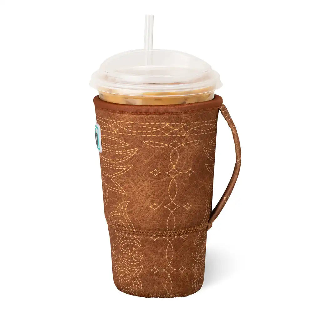 Saddle Stitch Cognac Large Iced Cup Coolie