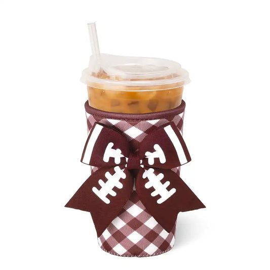 Gameday Gingham Maroon Medium Iced Cup Coolie
