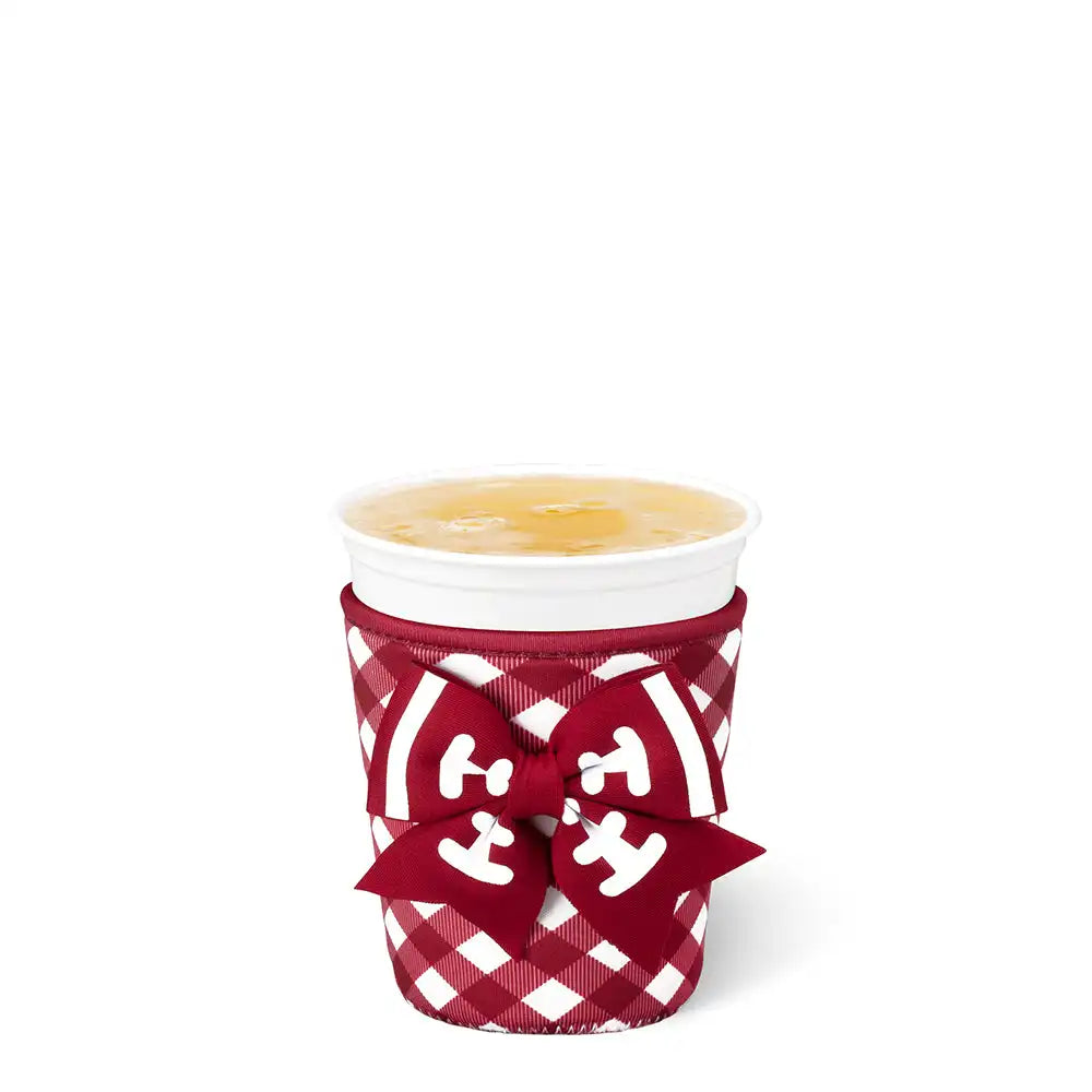 Gameday Gingham Crimson Small Iced Cup Coolie