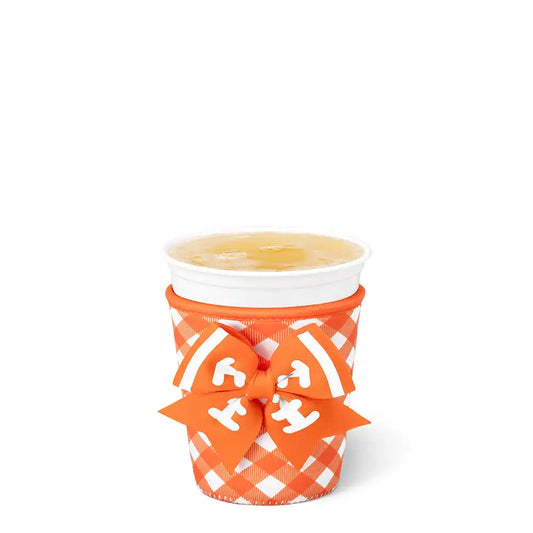 Gameday Gingham Orange Small Iced Cup Coolie