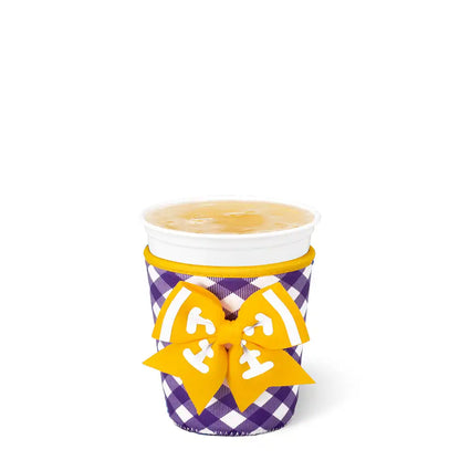 Gameday Gingham Purple + Yellow Small Iced Cup Coolie