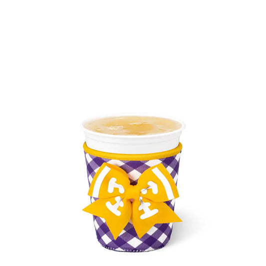 Gameday Gingham Purple + Yellow Small Iced Cup Coolie
