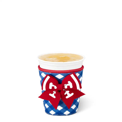 Gameday Gingham Royal + Red Small Iced Cup Coolie