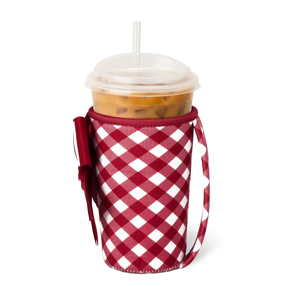 Gameday Gingham Crimson Medium Iced Cup Coolie