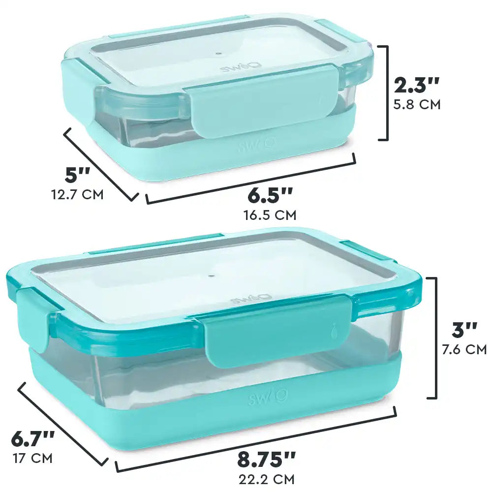 Aqua 3pc Glass Food Storage Large Set
