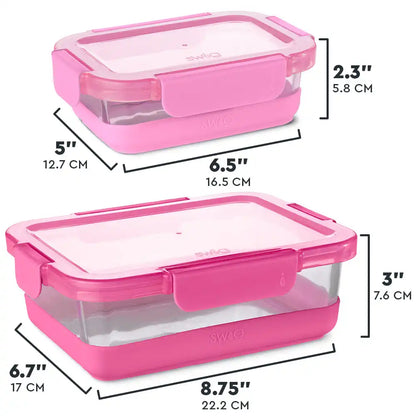 Pink 3pc Glass Food Storage Large Set