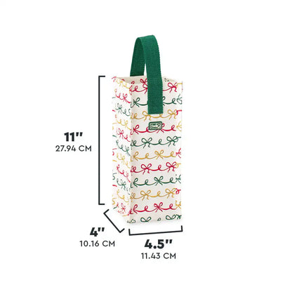 Christmas Bows Wine Reusable Gift Bag