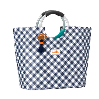 Gameday Gingham Navy + Orange Loopi Tote Bag