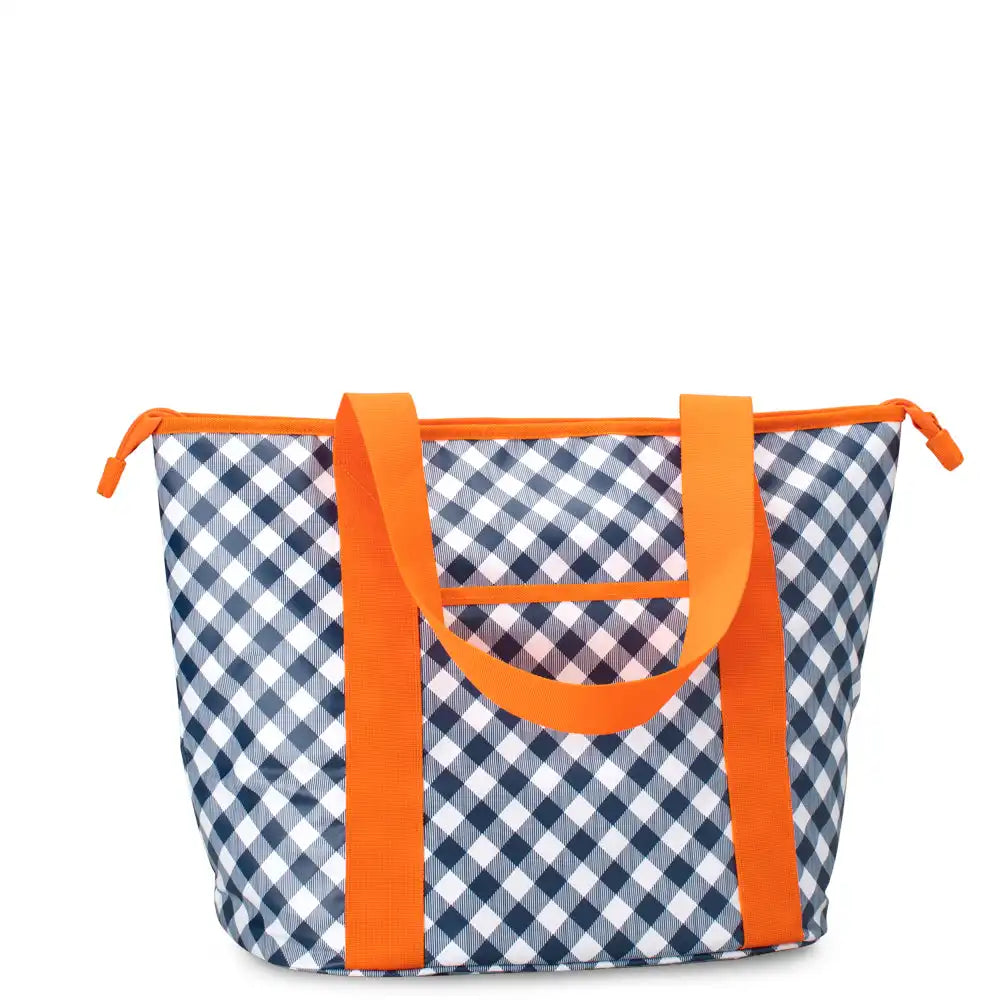 Gameday Gingham Navy + Orange Zippi 36 Cooler
