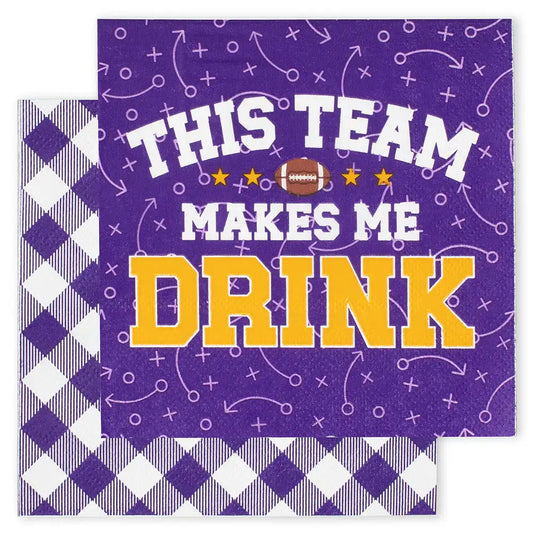 This Team Makes Me Drink Purple + Yellow Cocktail Napkins