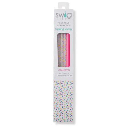 Confetti + Pink Reusable Straw Set