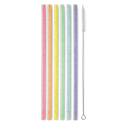 Rainbow Glitter Reusable Straw Set