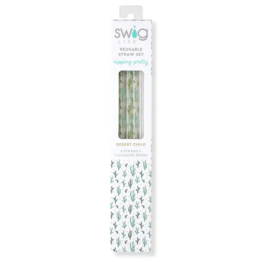 Desert Child + Gold Glitter Reusable Straw Set