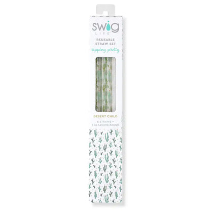 Desert Child + Gold Glitter Reusable Straw Set