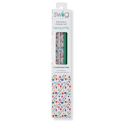 O Christmas Tree + Green Reusable Straw Set