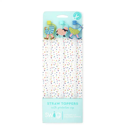 Funky Chicken Straw Topper Set